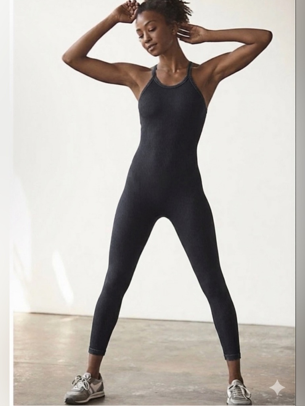 FP Movement Free People Happiness Runs Onesie Washed Black M/L NWOT